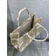 Dior Medium Book Tote Bag in White and Gold Macrocannage Embroidery