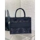 Dior Medium Book Tote Bag in Black Toile de Jouy Soleil Macramé Embroidery