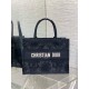 Dior Medium Book Tote Bag in Black Toile de Jouy Soleil Macramé Embroidery