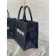 Dior Medium Book Tote Bag in Black Toile de Jouy Soleil Macramé Embroidery