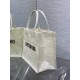 Dior Medium Book Tote Bag in White Toile de Jouy Soleil Macramé Embroidery