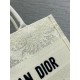 Dior Medium Book Tote Bag in White Toile de Jouy Soleil Macramé Embroidery