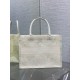 Dior Medium Book Tote Bag in White Toile de Jouy Soleil Macramé Embroidery