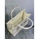 Dior Medium Book Tote Bag in White Toile de Jouy Soleil Macramé Embroidery