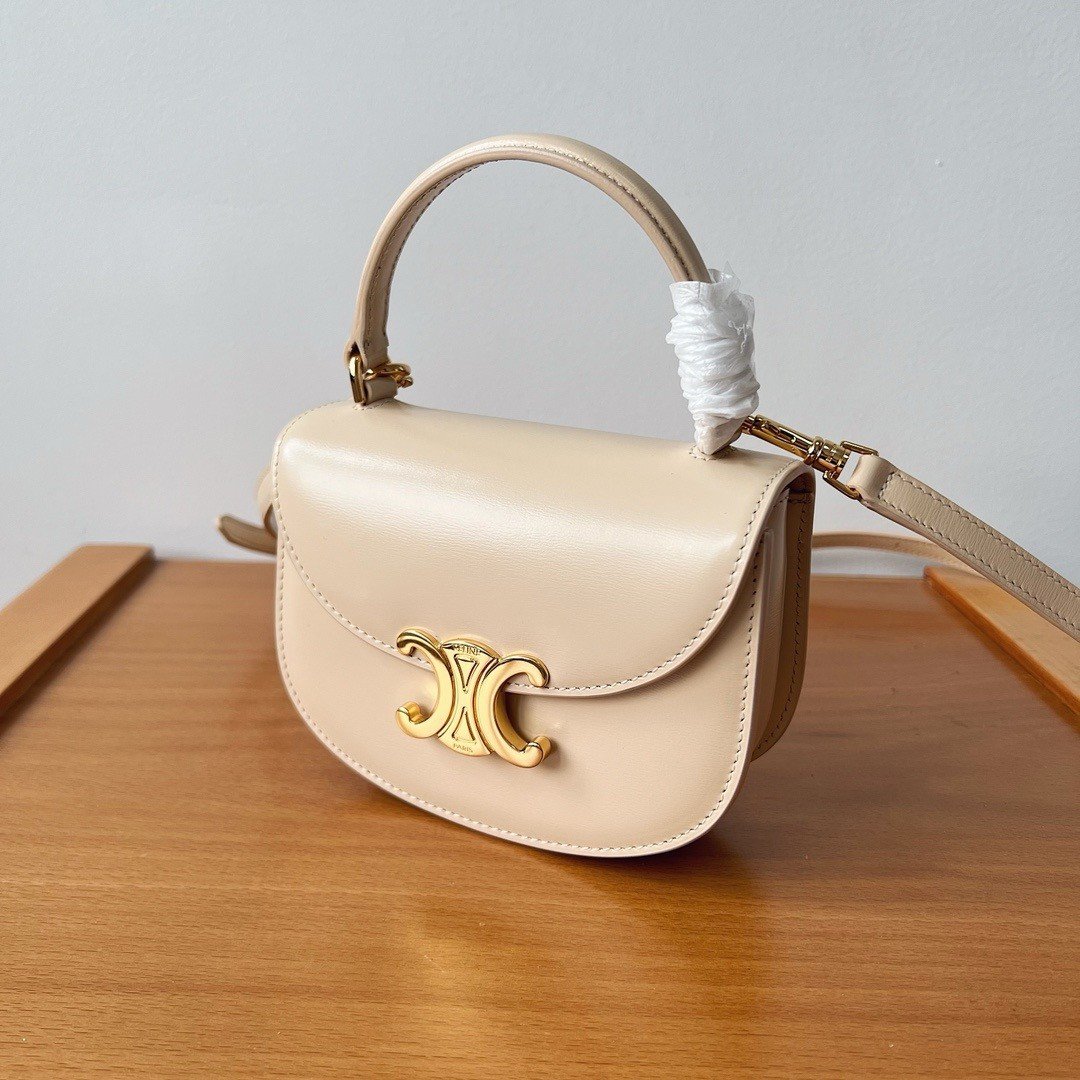 Celine Mini Besace Clea Bag in Nude Calfskin