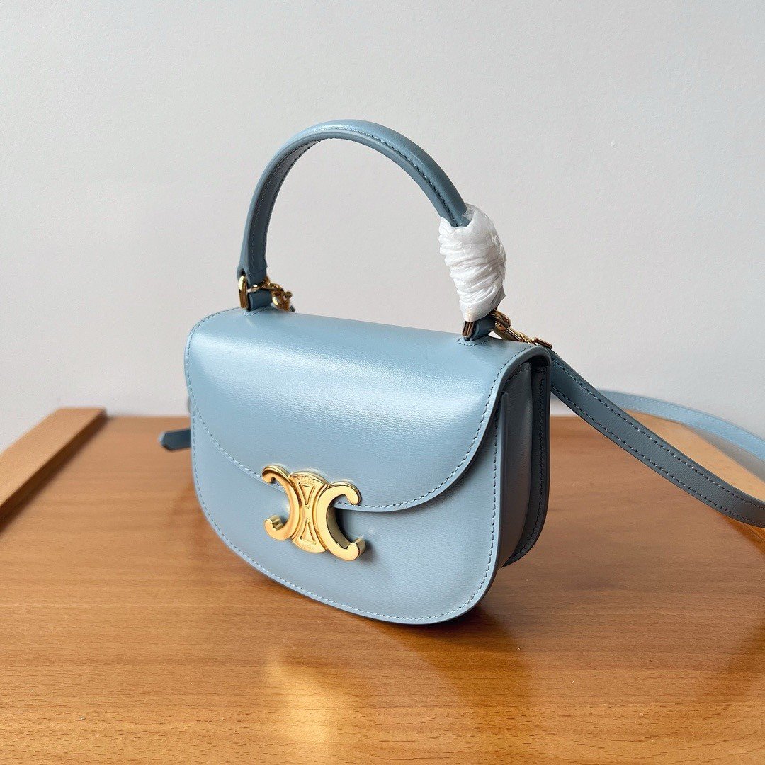 Celine Mini Besace Clea Bag in Pale Blue Calfskin