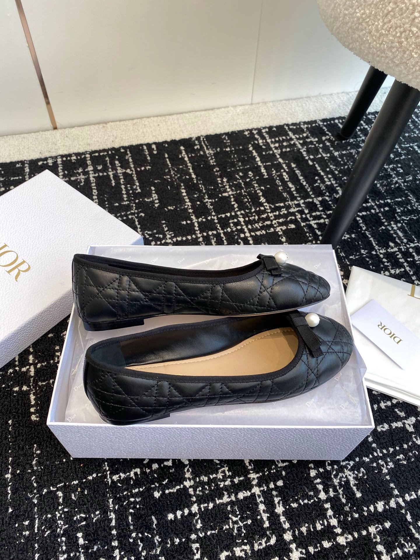 Dior Ballerina Flats in Black Quilted Cannage Calfskin