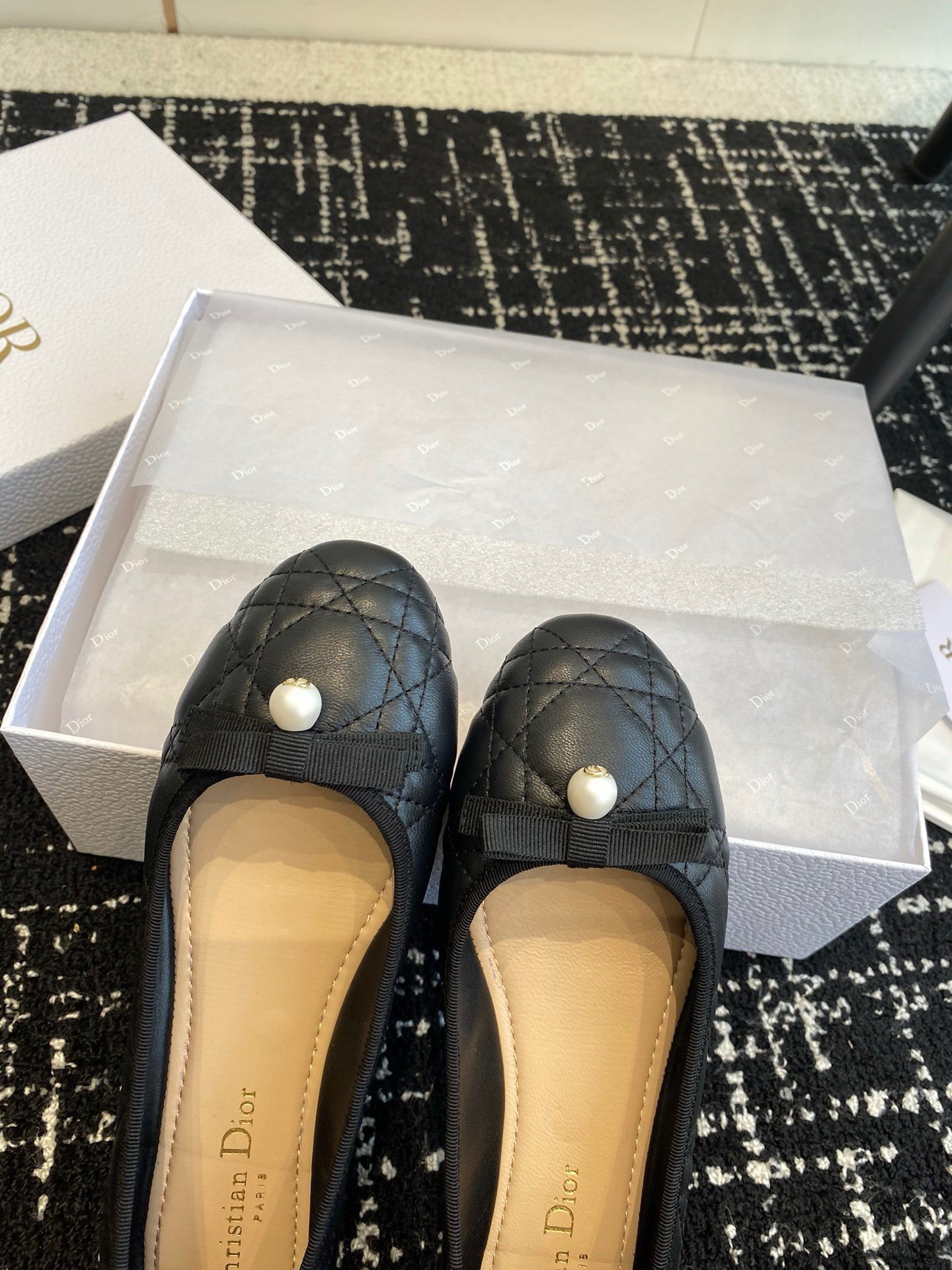 Dior Ballerina Flats in Black Quilted Cannage Calfskin