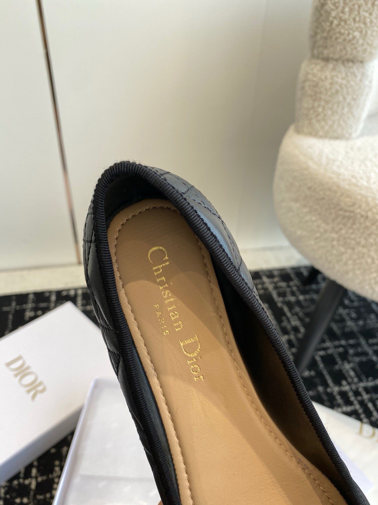 Dior Ballerina Flats in Black Quilted Cannage Calfskin