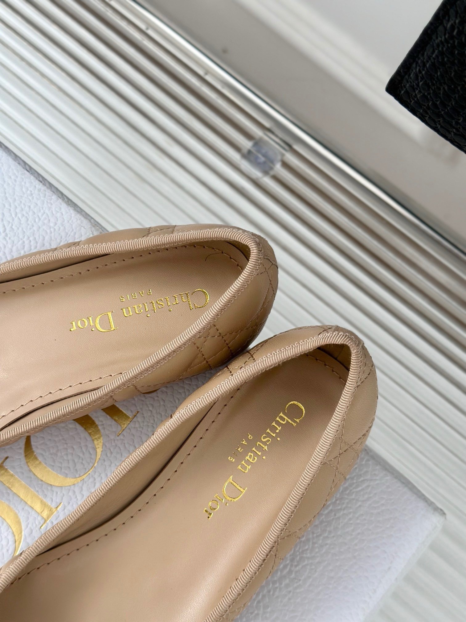 Dior Ballerina Flats in Nude Quilted Cannage Calfskin