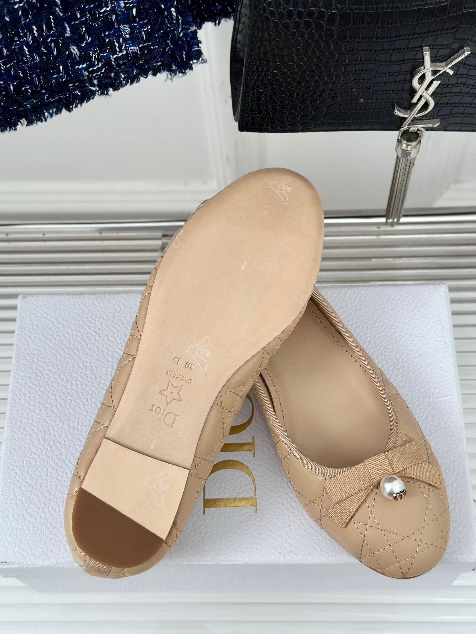 Dior Ballerina Flats in Nude Quilted Cannage Calfskin