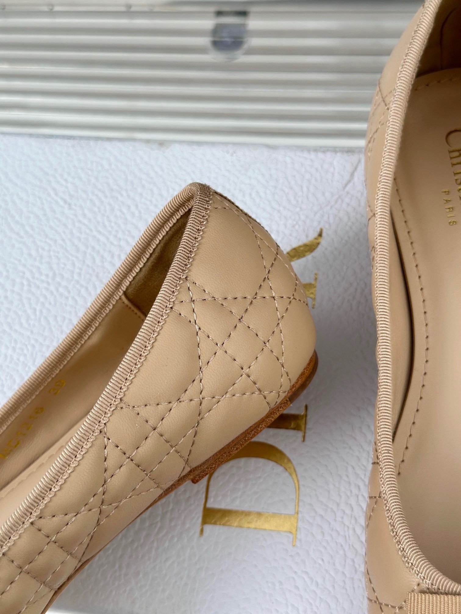 Dior Ballerina Flats in Nude Quilted Cannage Calfskin