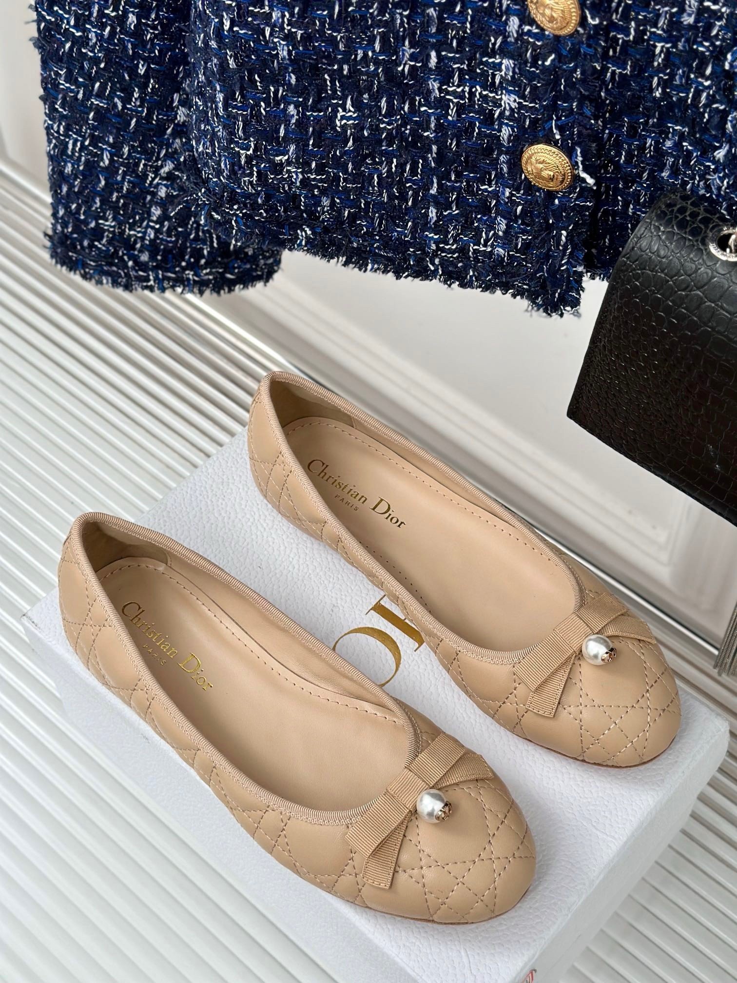 Dior Ballerina Flats in Nude Quilted Cannage Calfskin