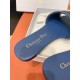 Dior Dway Slides in Blue Embroidered Cotton Denim