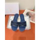 Dior Dway Slides in Blue Embroidered Cotton Denim