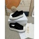 Dior Walk'n'Dior Platform Sneakers in Black Fringed Cotton Canvas