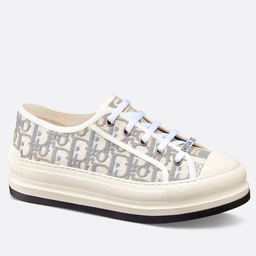 Dior Walk'n'Dior Platform Sneakers in Grey Oblique Embroidered Cotton