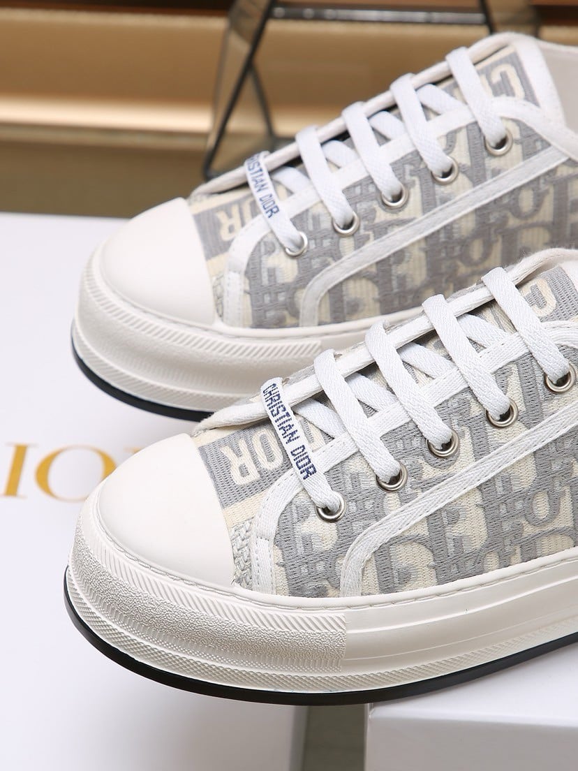 Dior Walk'n'Dior Platform Sneakers in Grey Oblique Embroidered Cotton