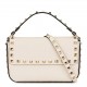 Valentino Rockstud Pouch Bag in White Grained Leather