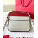 Valentino Rockstud Pouch Bag in White Grained Leather