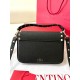 Valentino Rockstud Pouch Bag in Black Grained Leather