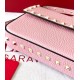 Valentino Rockstud Pouch Bag in Pink Grained Leather