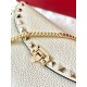 Valentino Rockstud Wallet with Chain in White Grained Leather