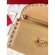 Valentino Rockstud Wallet with Chain in Beige Grained Leather