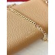 Valentino Rockstud Wallet with Chain in Beige Grained Leather