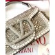 Valentino Small Loco Shoulder Silver Bag with Rhinestone Applique