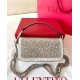 Valentino Small Loco Shoulder Silver Bag with Rhinestone Applique