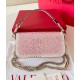 Valentino Small Loco Shoulder Pink Bag with Rhinestone Applique