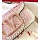 Valentino Small Loco Shoulder Pink Bag with Rhinestone Applique