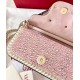 Valentino Small Loco Shoulder Pink Bag with Rhinestone Applique