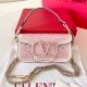 Valentino Small Loco Shoulder Pink Bag with Rhinestone Applique