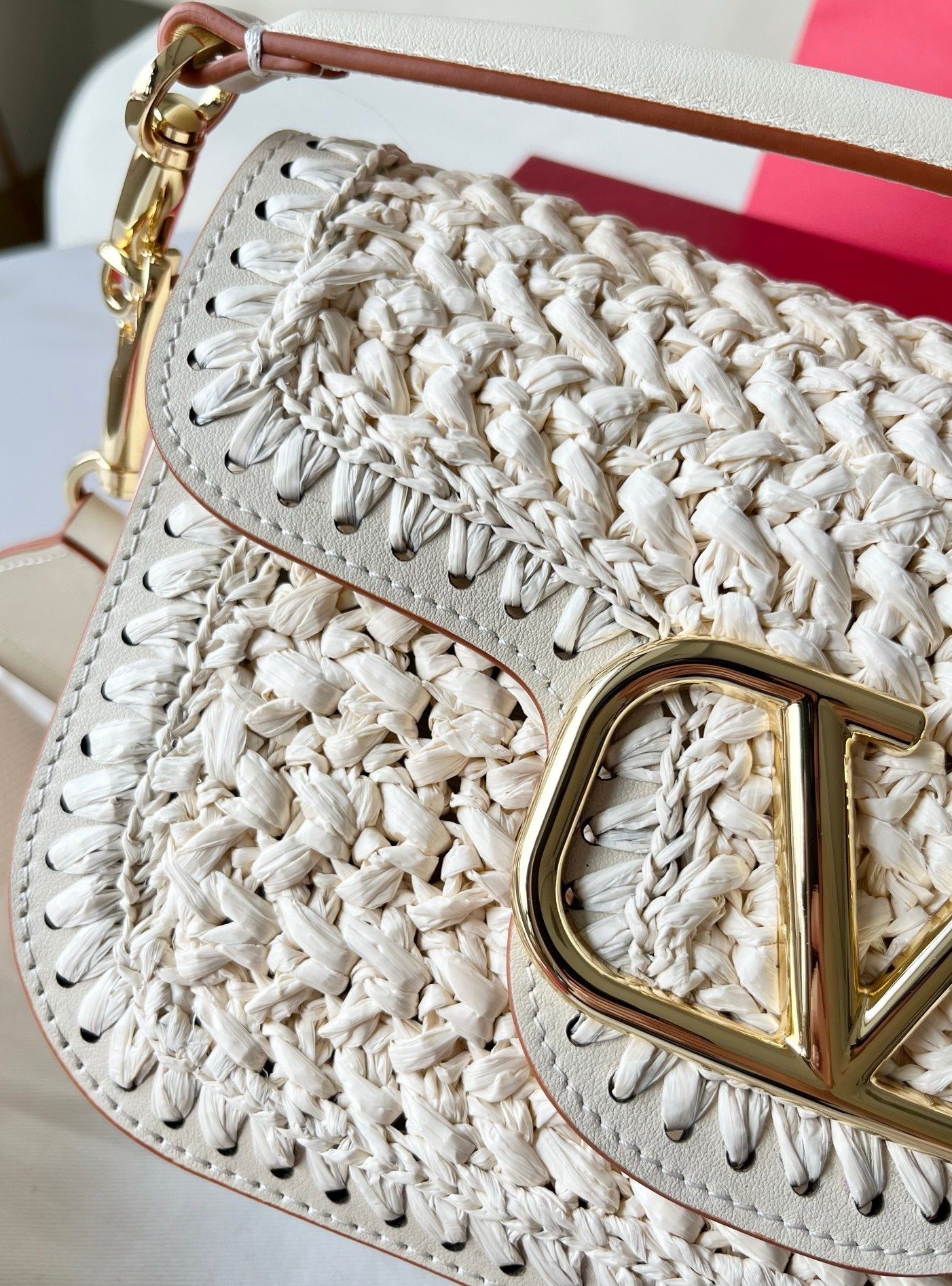 Valentino Alltime Shoulder Bag in White Raffia