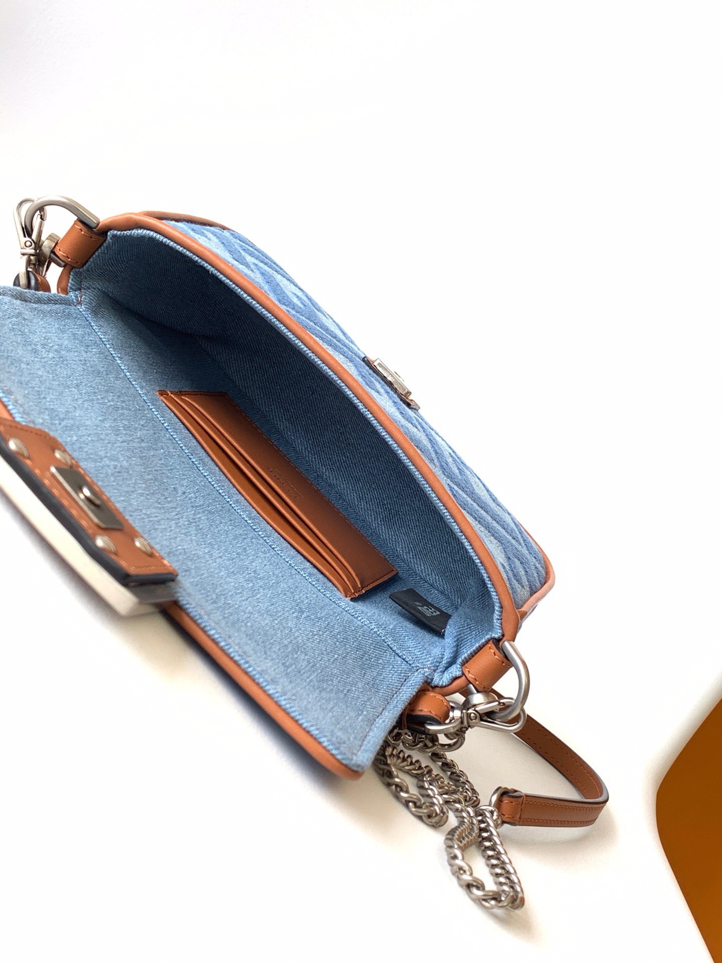 Fendi Baguette Mini Bag in Denim with FF Embroidery