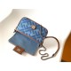 Fendi Baguette Mini Bag in Denim with FF Embroidery