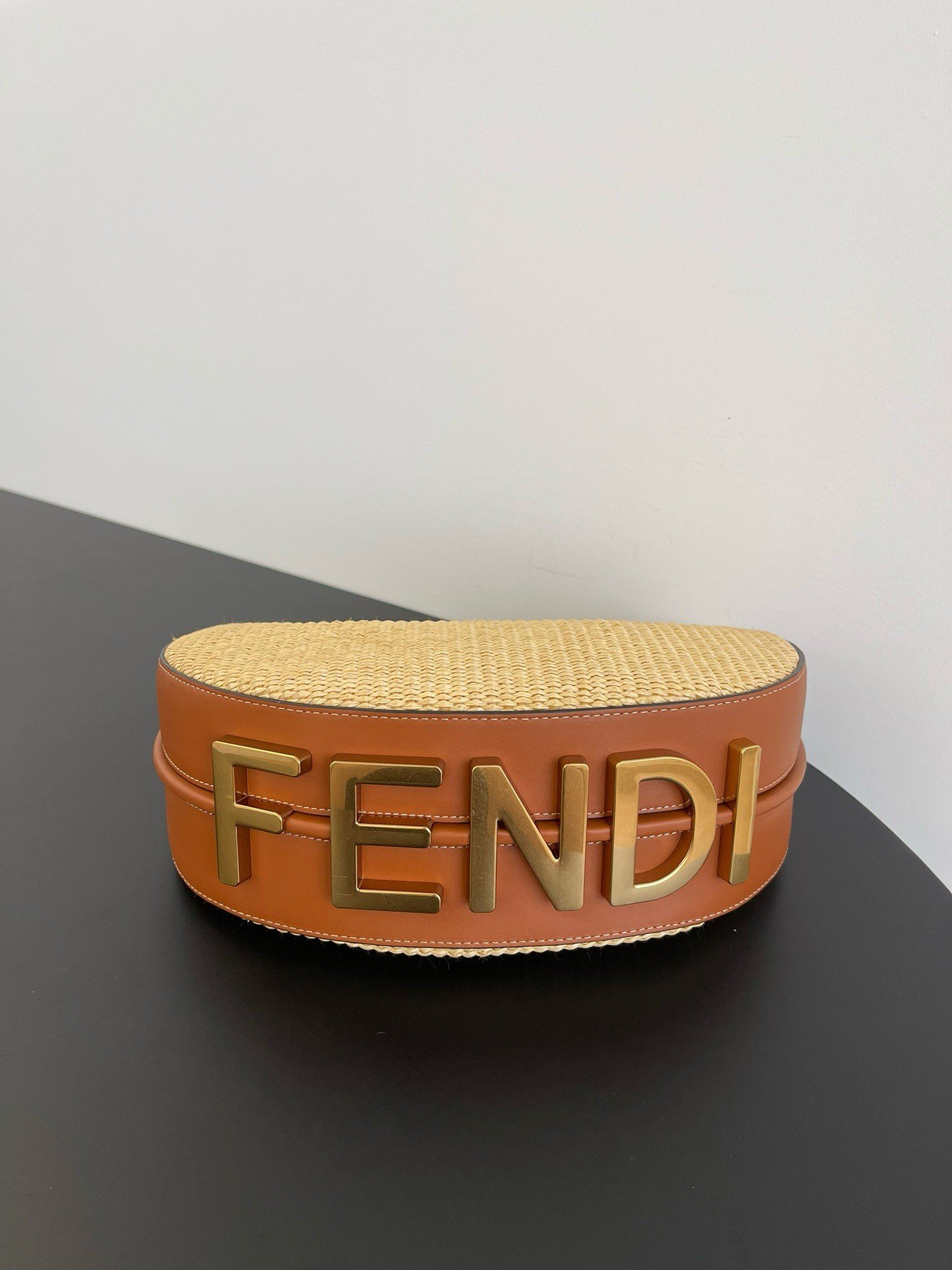 Fendi Fendigraphy Small Hobo Bag in Natural Raffia