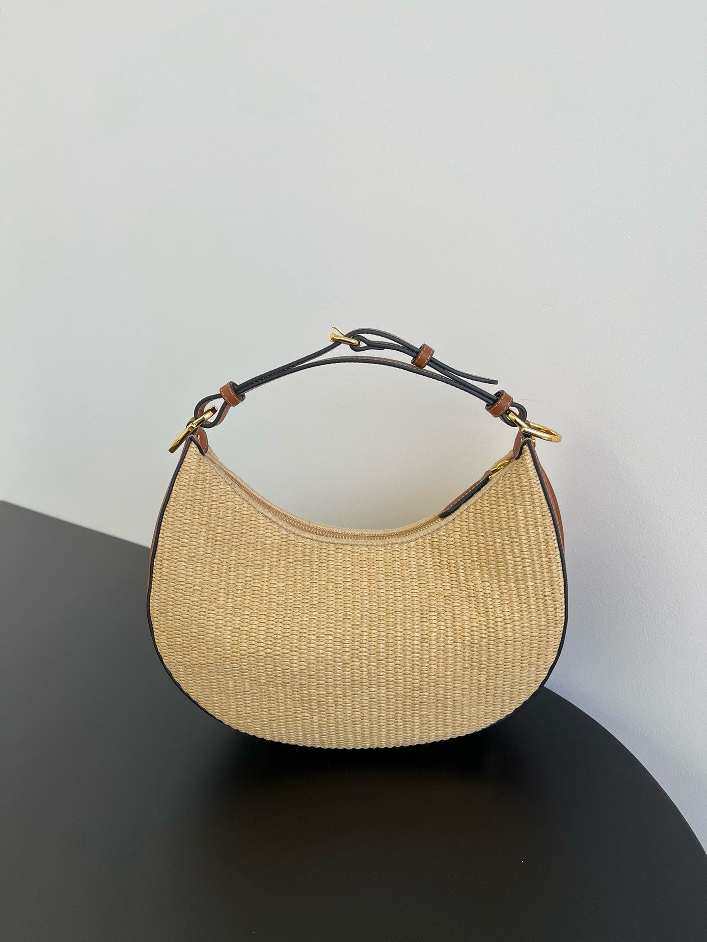 Fendi Fendigraphy Small Hobo Bag in Natural Raffia