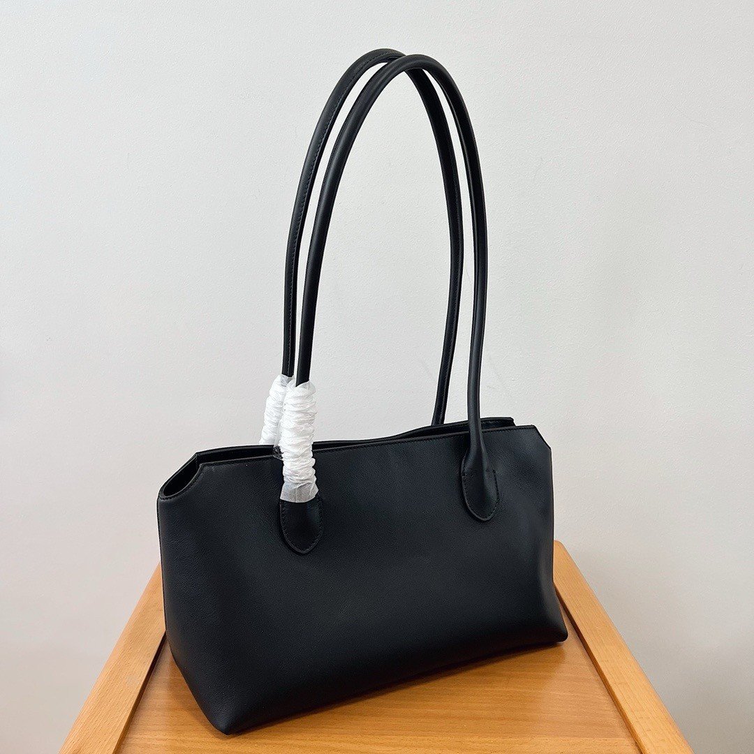 The Row Terrasse Shoulder Bag in Black Calfskin