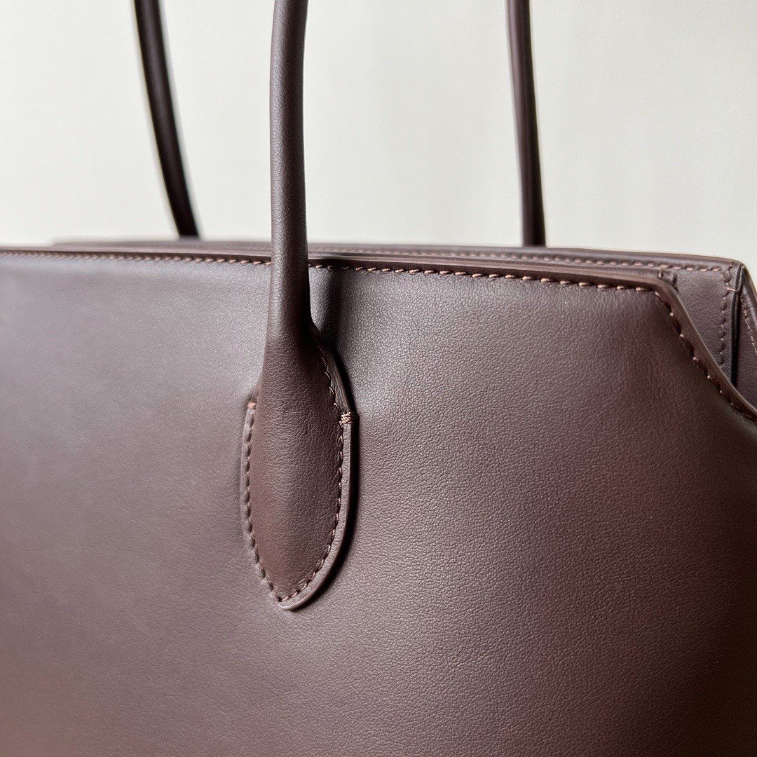 The Row Terrasse Shoulder Bag in Burgundy Calfskin