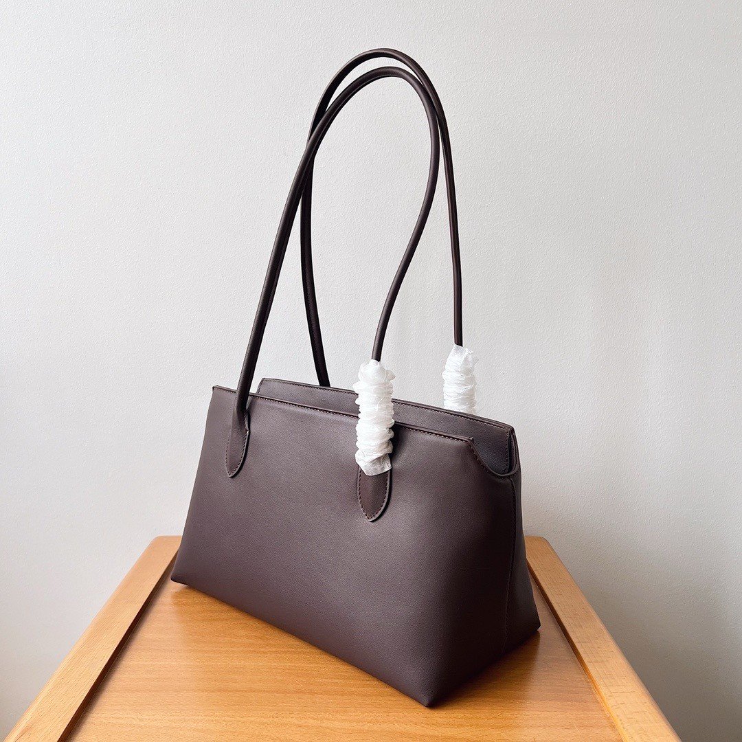 The Row Terrasse Shoulder Bag in Burgundy Calfskin