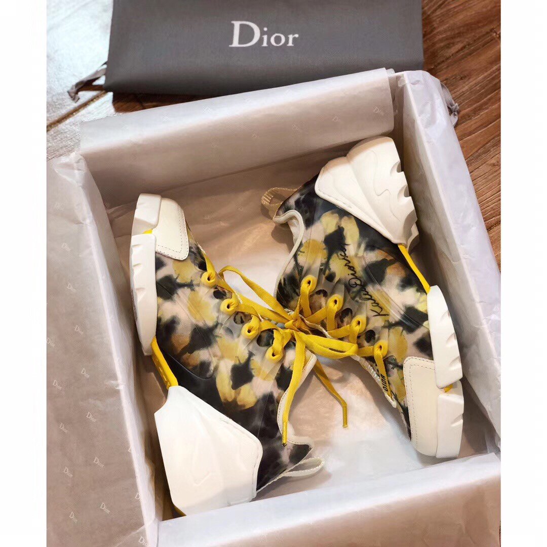 Dior D-Connect Sneakers In Jade Kaleidiorscopic Neoprene