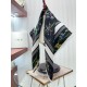 Dior Herbarium 90 Square Scarf in Black Silk Twill