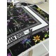 Dior Herbarium 90 Square Scarf in Black Silk Twill