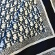 Dior Oblique Diortwin 90 Square Scarf in Grey and Blue Silk Twill