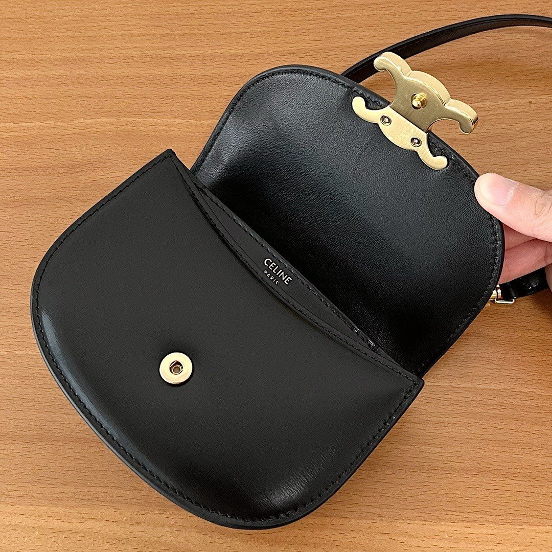 Celine Mini Besace Clea Bag in Black Calfskin