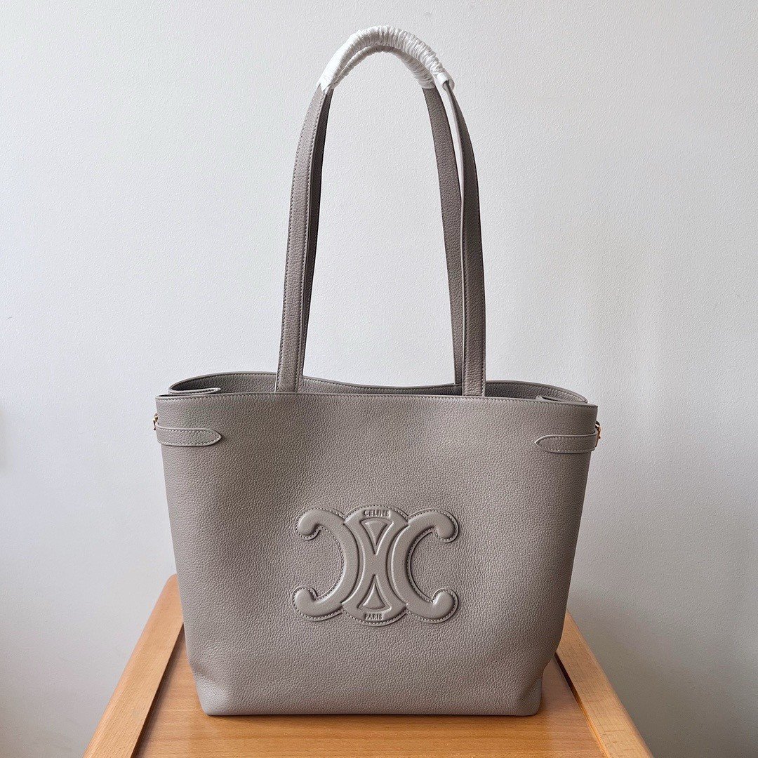 Celine Medium Cabas Anais Cuir Triomphe Bag in Grey Leather