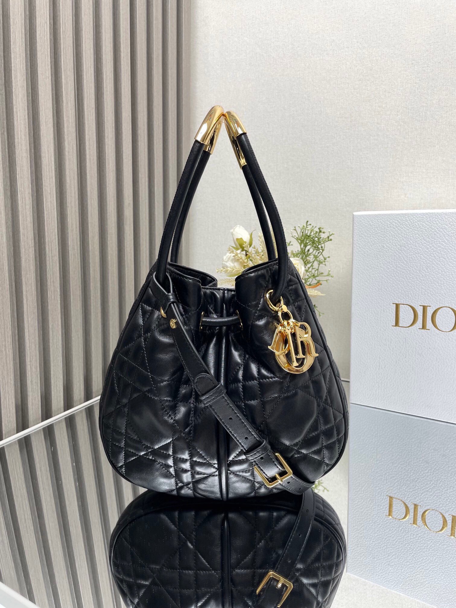 Dior Nolita Medium Bag in Black Macrocannage Lambskin